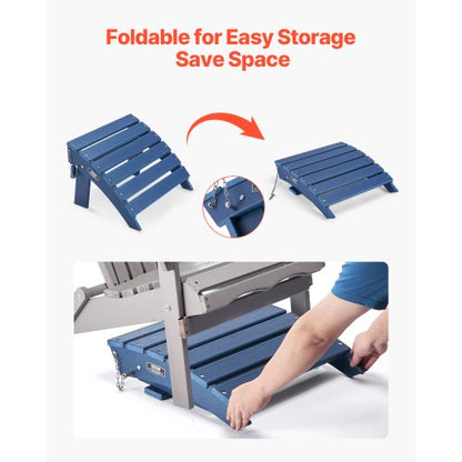 Adirondack Ottoman 15,7L x 18,9W x 13H tum HDPE fällbart fotstöd Blå |  EU
