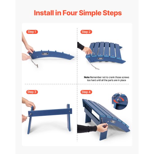 Adirondack Ottoman 15,7L x 18,9W x 13H tum HDPE fällbart fotstöd Blå |  EU