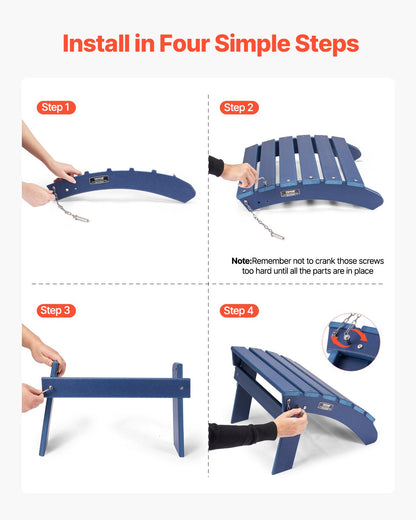 Adirondack Ottoman 18,7L x 18,9W x 13,8H tum HDPE fällbart fotstöd Blå