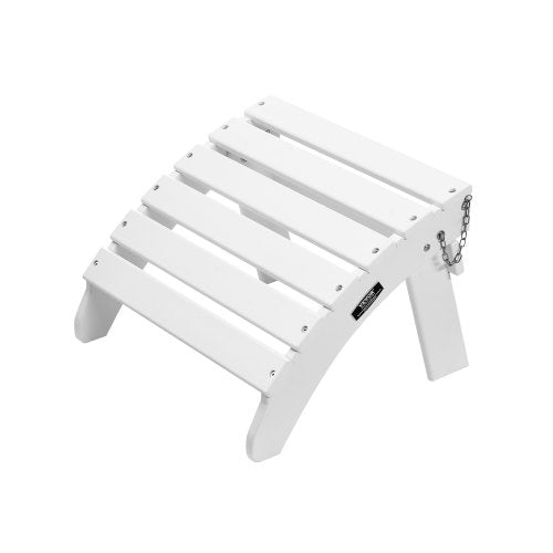 Adirondack Ottoman, 17.7L x 19.7W x 13.8H Inch HDPE Plastic Folding Adirondack Ottoman, Weather-Resistant Foot Rest for Adirondack Chair, Widely Used for Outside Porch Pool Lawn Backyard, White
