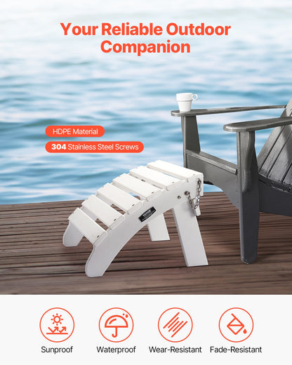 Adirondack Ottoman 17,7L x 19,7B x 13,8H Zoll HDPE Klappbare Fußstütze Weiß