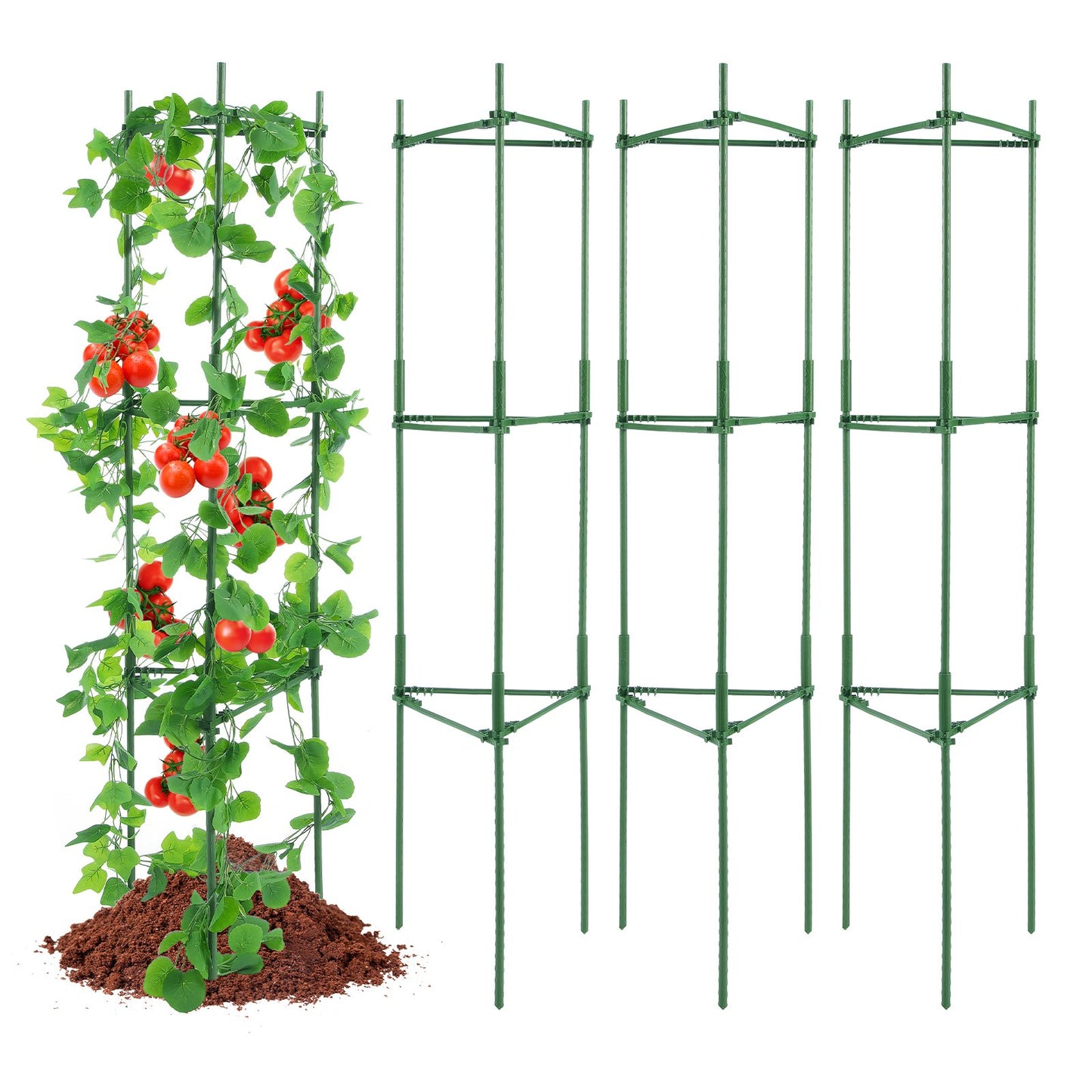 4-pack tomatburar för trädgård 63" stödbur för tomatplantor