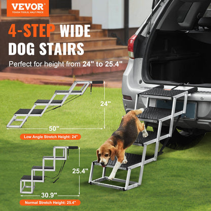 Dog Stairs for Cars 4-Step Foldable Dog Stairs Aluminum Loads up to 150 lbs