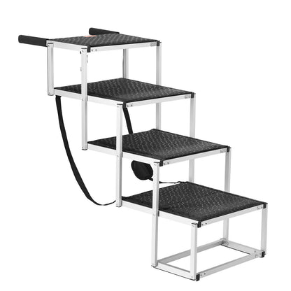 Hundetreppe für Autos, 4-stufige, faltbare Hundetreppe, Aluminium, belastbar bis zu 250 lbs