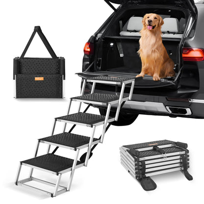 Hundetreppe für Autos 5-stufige faltbare Hundetreppe Aluminium Belastungen bis zu 150 lbs