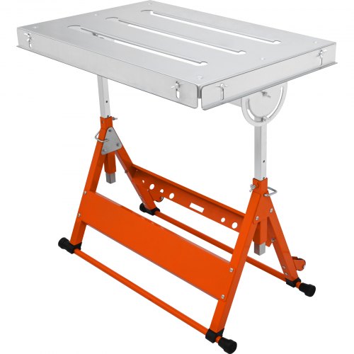 -Welding Table 30" x 20", 400lbs Load Capacity Steel Welding Workbench Table on Wheels, Foldable Workbench with Three 1.1" Tracks, 3 Tilt Angles, Adjustable Height, Retractable Guide Rails | EU