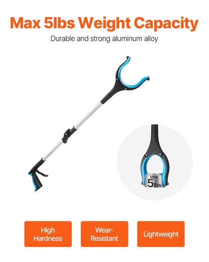 Grabber Reacher Tool, 2-Pack 34" Foldable Reacher Grabber Pickup Tool with 360° Rotating Wide Jaw and Dual-Sided Magnet, Lightweight Grabber Reacher Tool for Seniors, Trash Picker Upper Grabber