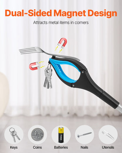 Grabber Reacher Tool, 2-Pack 34" Foldable Reacher Grabber Pickup Tool with 360° Rotating Wide Jaw and Dual-Sided Magnet, Lightweight Grabber Reacher Tool for Seniors, Trash Picker Upper Grabber