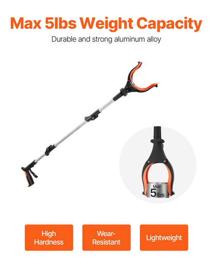 Grabber Reacher Tool, 43" Foldable Reacher Grabber Pickup Tool with 360° Rotating Jaw, Magnet and LED Light, Lightweight Grabber Reacher Tool for Seniors, Extra Long Trash Picker Upper Grabber