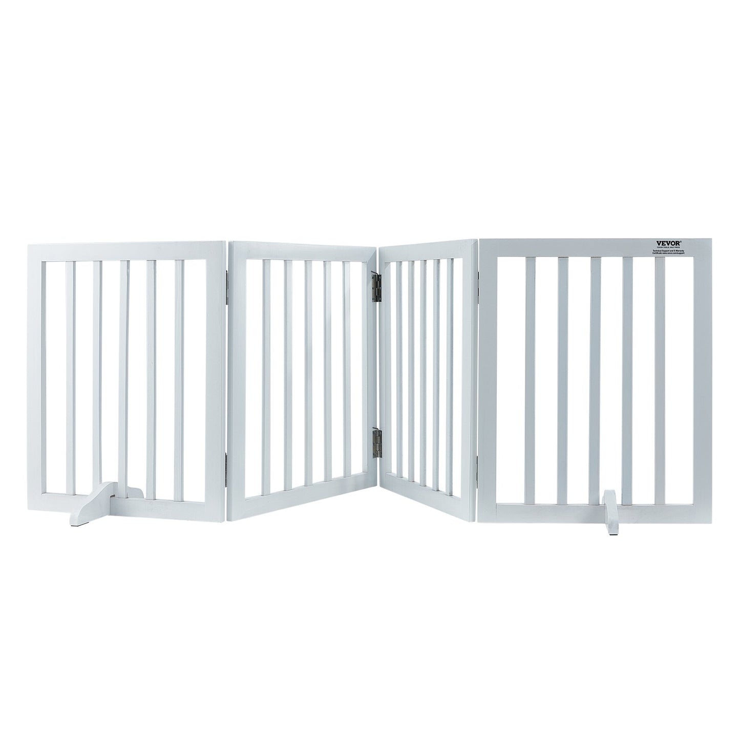 Fristående Dog Gate 24x80,3 tum Fristående Pet Gate Vikbar Vit