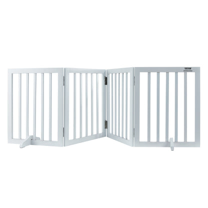 Fristående Dog Gate 24x80,3 tum Fristående Pet Gate Vikbar Vit