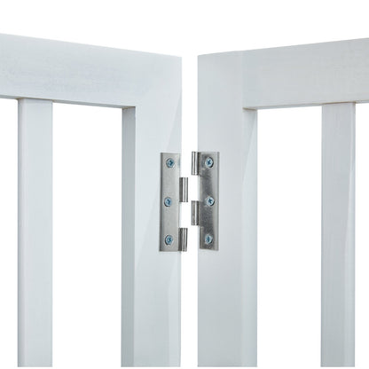 Fristående Dog Gate 24x80,3 tum Fristående Pet Gate Vikbar Vit