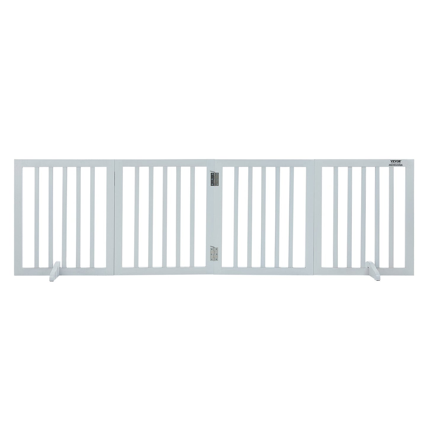 Fristående Dog Gate 24x80,3 tum Fristående Pet Gate Vikbar Vit