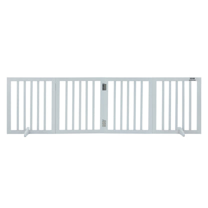 Fristående Dog Gate 24x80,3 tum Fristående Pet Gate Vikbar Vit