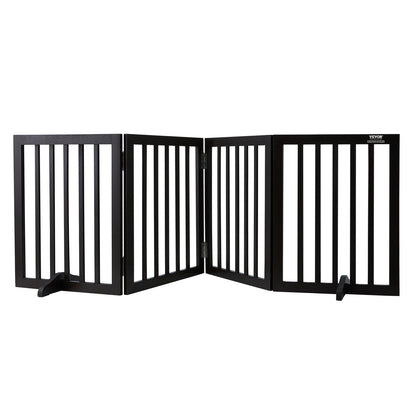 Fristående Dog Gate 24x80,3 tum Fristående Pet Gate Vikbar Brun