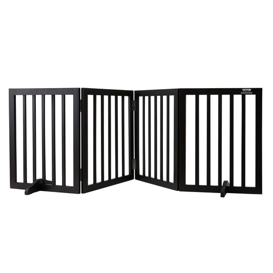 Fristående Dog Gate 24x80,3 tum Fristående Pet Gate Vikbar Brun