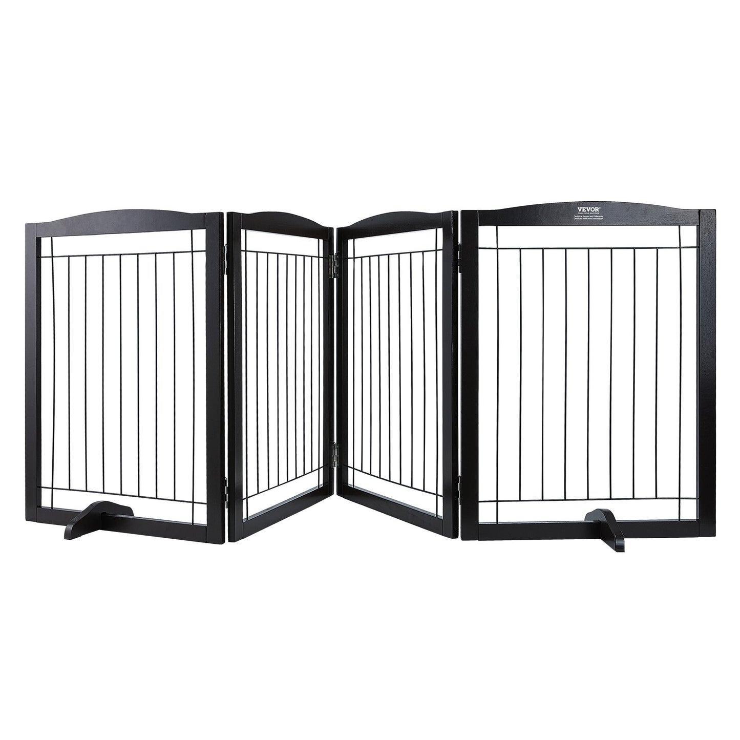 Fristående Dog Gate 32x96,5 tum Fristående Pet Gate Vikbar Brun