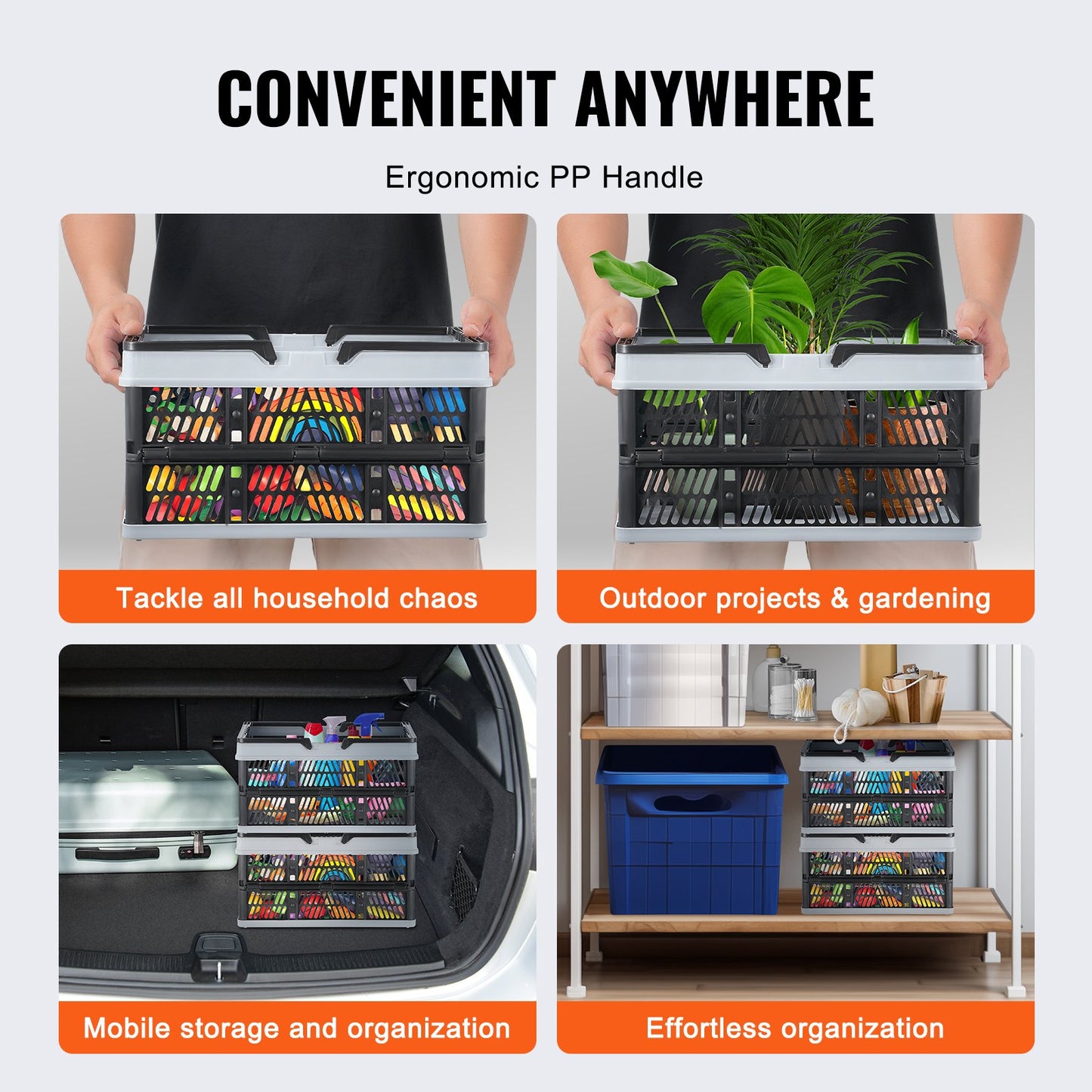 Faltbarer Einkaufswagen Tragbarer Lebensmittelkorb 3-teilig 16L mit Griff