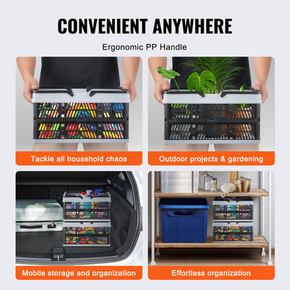 Faltbarer Einkaufswagen Tragbarer Lebensmittelkorb 3-teilig 16L mit Griff