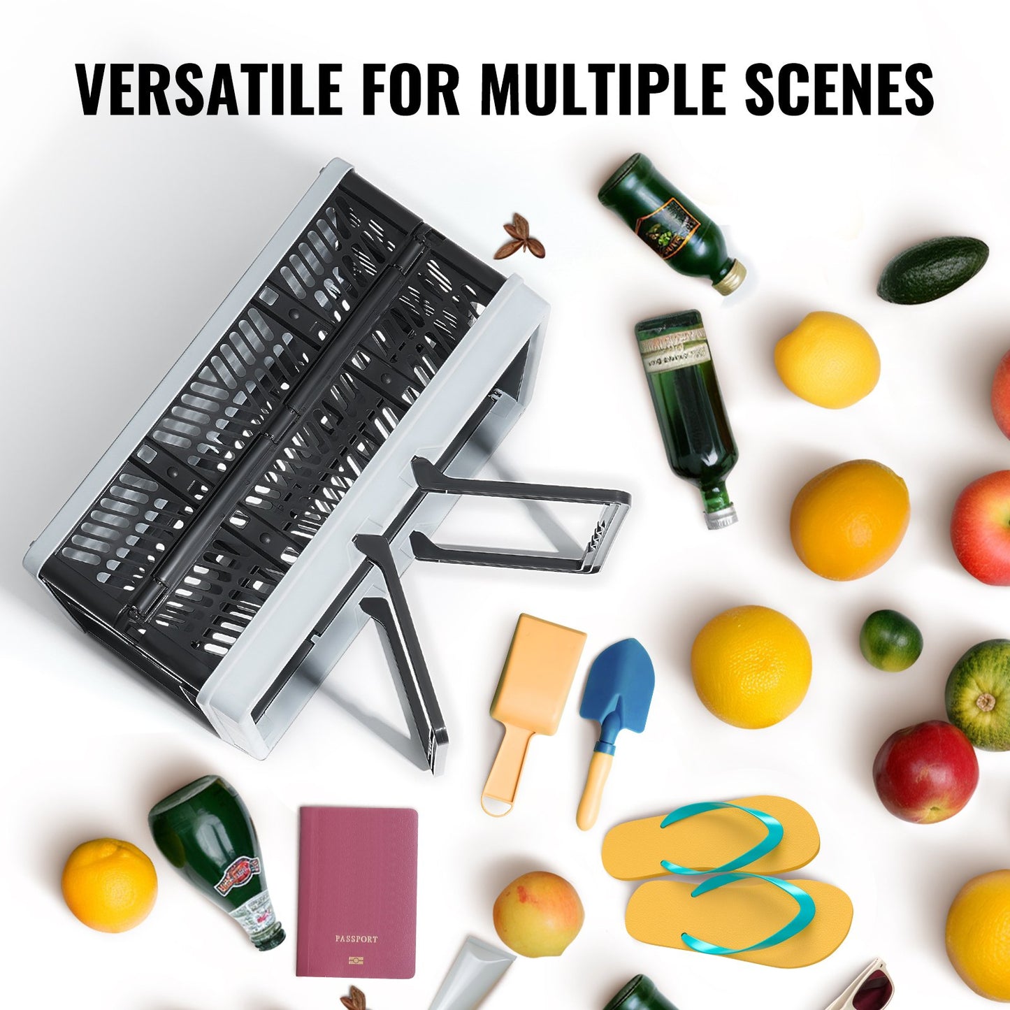 Faltbarer Einkaufswagen Tragbarer Lebensmittelkorb 3-teilig 16L mit Griff