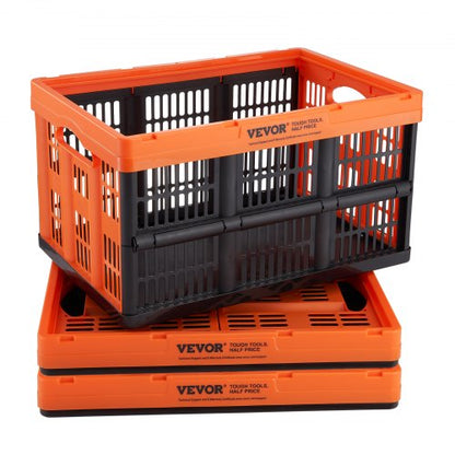 Plastic Collapsible Storage Basket, 45L 3 Packs, Folding Stackable Storage Containers/Bins with Handles, Large Heavy Duty Containers for Clothes, Toys, Books, Snack, Shoes and Grocery Organizing