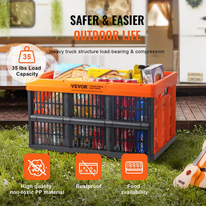 Hopfällbar förvaringskorg i plast, 45L 3-pack, hopfällbara staplingsbara förvaringsbehållare/behållare med handtag, stora tunga behållare för kläder, leksaker, böcker, mellanmål, skor och mathantering