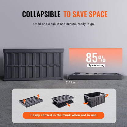 Zusammenklappbare Aufbewahrungsbehälter mit Deckel, 65 l, 3er-Pack, zusammenklappbare Kunststoffboxen mit Griffen, große, robuste Behälter für Kleidung, Spielzeug, Bücher, Snacks, Schuhe und Lebensmittel