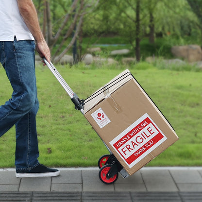 Folding Hand Truck and Dolly, 176 lbs Capacity, Aluminum Foldable Cart, Heavy-Duty Luggage Trolley Cart with Telescoping Handle and PP+TPR Wheels for Home, Office, Shopping, Travel