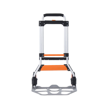 Folding Hand Truck, 275 lbs Load Capacity, Portable Aluminum Cart, Convertible Hand Truck and Dolly with Telescopic Handle and PP+TPR Wheels, Ultralight Super Strong for Moving Warehouse