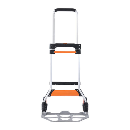 Folding Hand Truck, 275 lbs Load Capacity, Aluminum Portable Cart, Convertible Hand Truck and Dolly with Telescoping Handle and PP+TPR Wheels, Ultra Lightweight Super Strong for Moving Warehouse