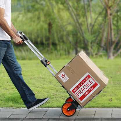 Folding Hand Truck, 309 lbs Load Capacity, Aluminum Portable Cart, Convertible Hand Truck and Dolly with Telescoping Handle and PP+TPR Wheels, Ultra Lightweight Super Strong for Moving Warehouse