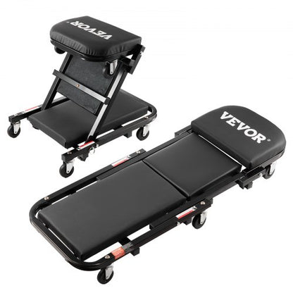Foldable Z Garage Creeper, 40 in, 450 lbs Load Capacity Rolling Folding Mechanic Creeper Stool, with 6 Universal Wheels Padded Seat Steel Frame, Lay Down or Sit Chair for Garage Shop or Home