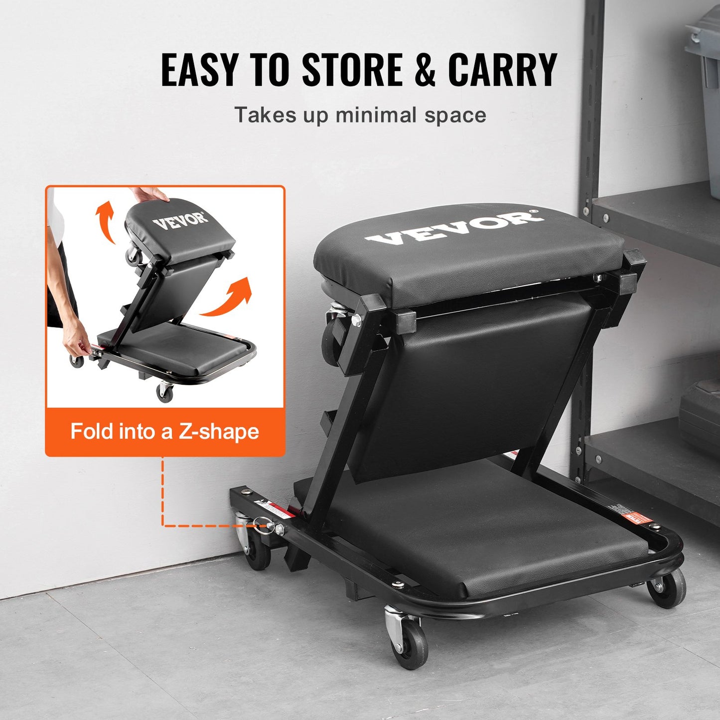 40 in Foldable Z Garage Creeper Mechanical Creeper Stool 450 lbs Capacity