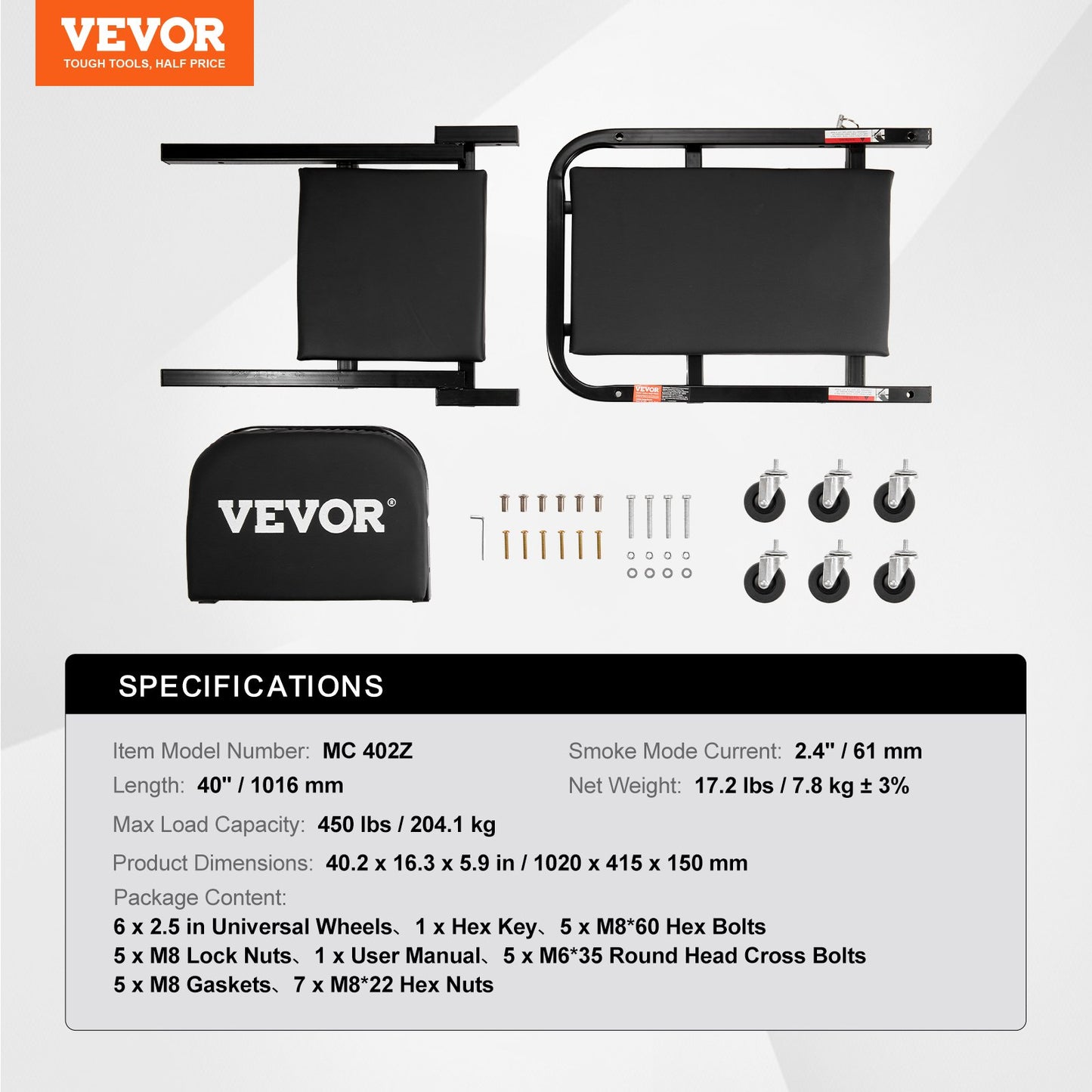 40 in Foldable Z Garage Creeper Mechanical Creeper Stool 450 lbs Capacity