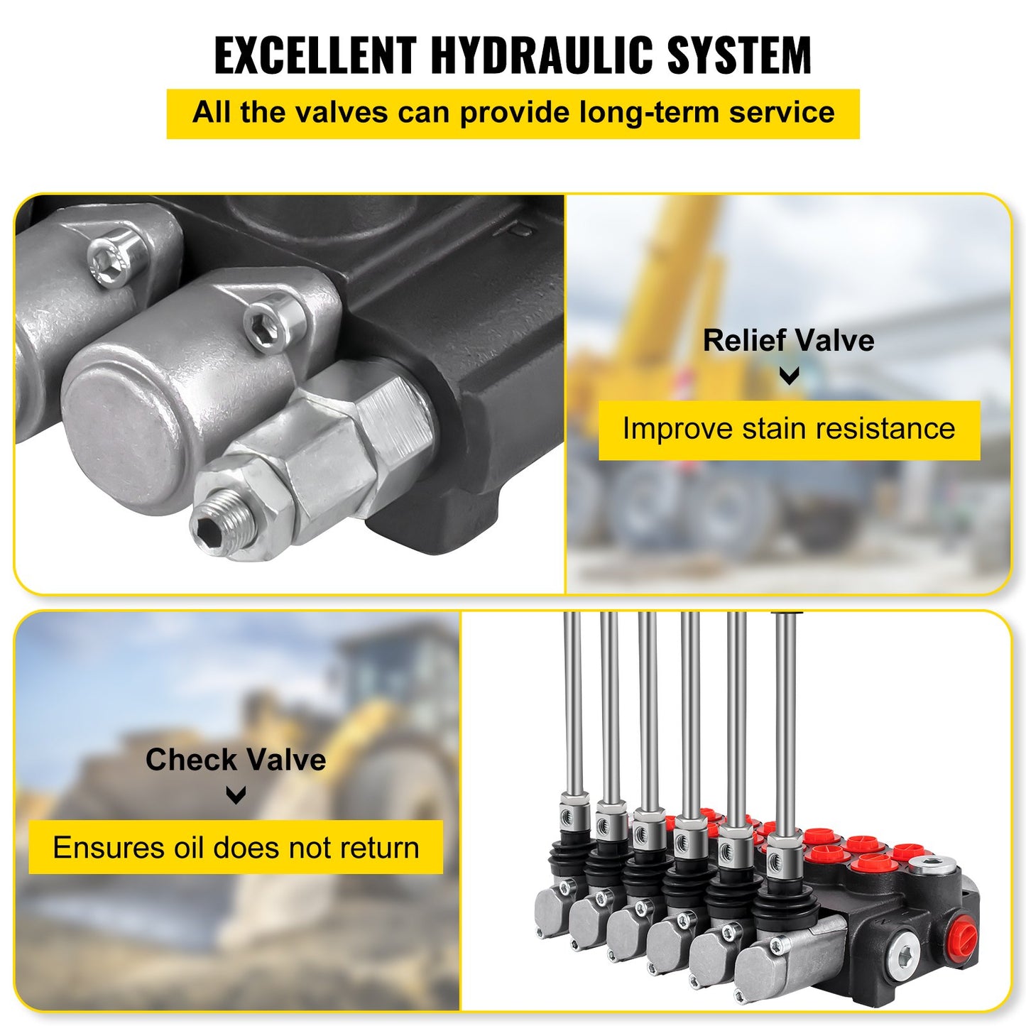 Hydraulic Directional Control Valve, 6 Spool Hydraulic Spool Valve, 11 GPM Hydraulic Loader Valve, 3600 PSI Directional Control Valve, Hydraulic Valves And Controls For Tractors Loaders Tanks