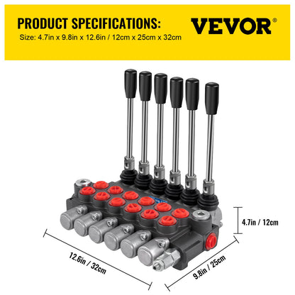 Hydraulic Directional Control Valve, 6 Spool Hydraulic Spool Valve, 11 GPM Hydraulic Loader Valve, 3600 PSI Directional Control Valve, Hydraulic Valves And Controls For Tractors Loaders Tanks
