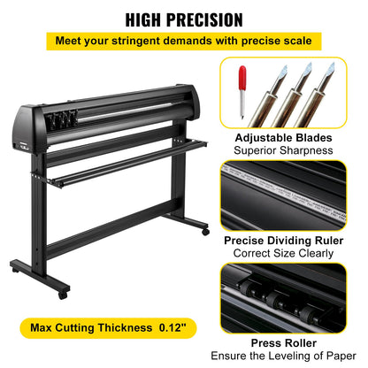 Vinyl Cutter Machine, 53" Vinyl Plotter, LCD Display Plotter Cutter, Three Adjustable Pinch Rollers Sign Cutting Plotter, Vinyl Cutter with SignCut and SignMaster Design and Cutting Software