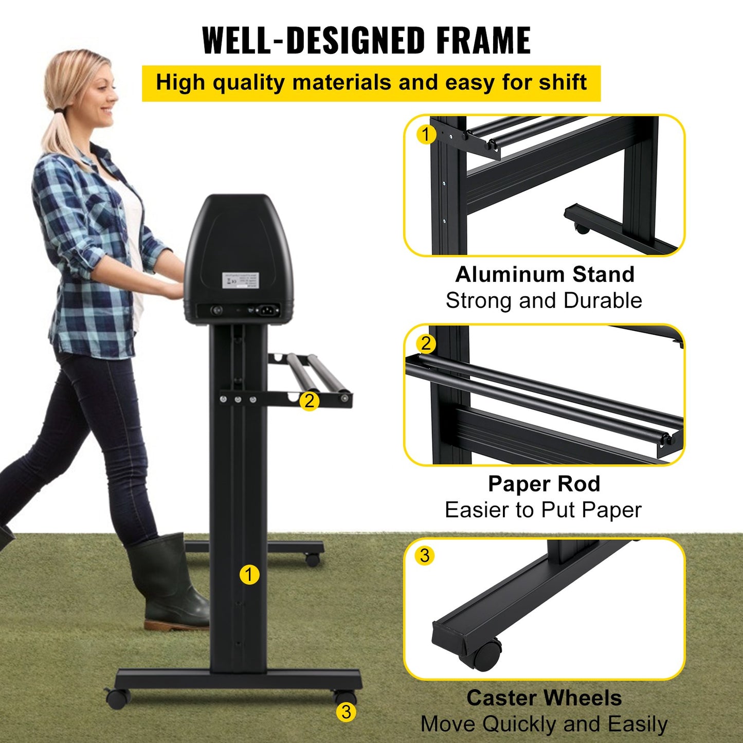 Vinyl Cutter Machine, 53" Vinyl Plotter, LCD Display Plotter Cutter, Three Adjustable Pinch Rollers Sign Cutting Plotter, Vinyl Cutter with SignCut and SignMaster Design and Cutting Software