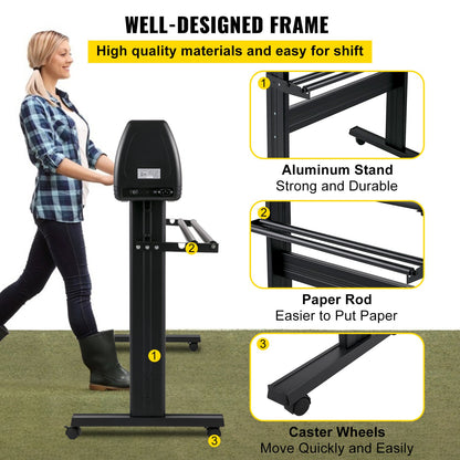 Vinyl Cutter Machine, 53" Vinyl Plotter, LCD Display Plotter Cutter, Three Adjustable Pinch Rollers Sign Cutting Plotter, Vinyl Cutter with SignCut and SignMaster Design and Cutting Software