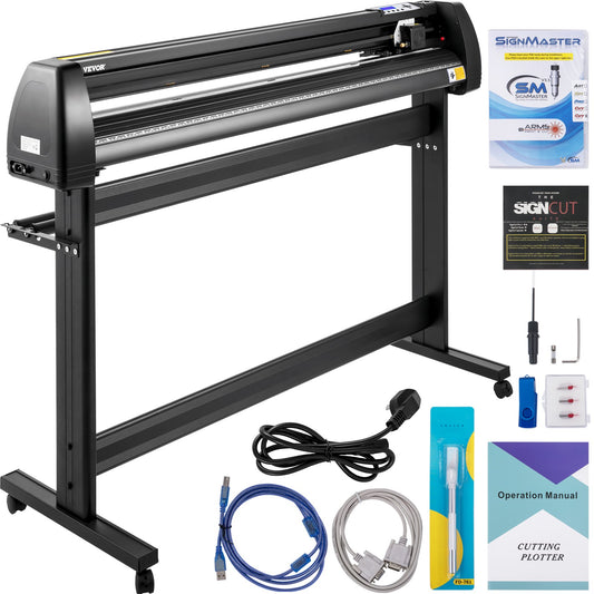 Vinyl Cutter Machine, 53" Vinyl Plotter, LCD Display Plotter Cutter, Three Adjustable Pinch Rollers Sign Cutting Plotter, Vinyl Cutter with SignCut and SignMaster Design and Cutting Software