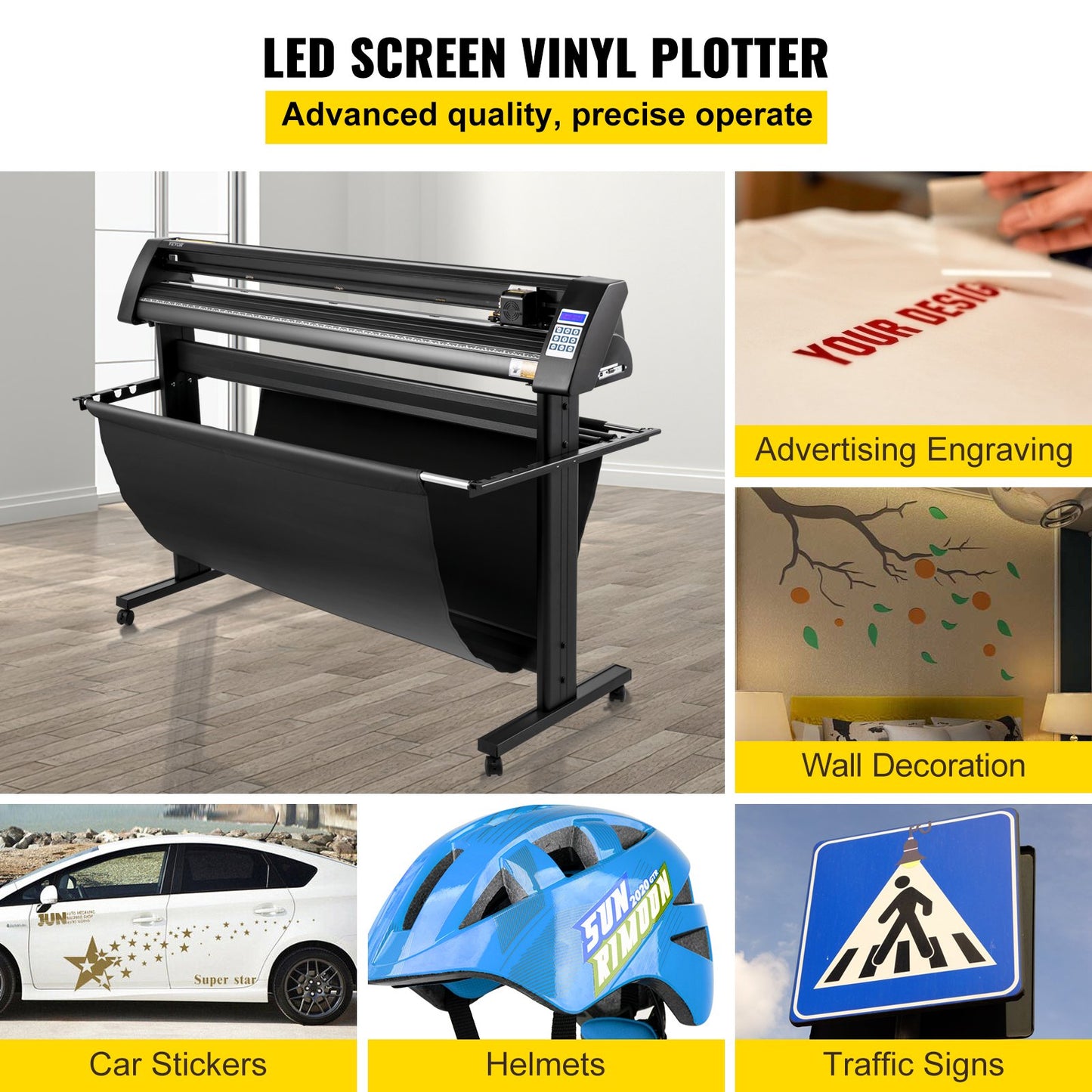 Vinylschneider, 1350 mm Vinylplotter, LED-Bildschirmplotterschneider, halbautomatisches integriertes optisches Auge, kompatibel mit SignCut-Software für Mac- und Windows-Systeme mit Ständer
