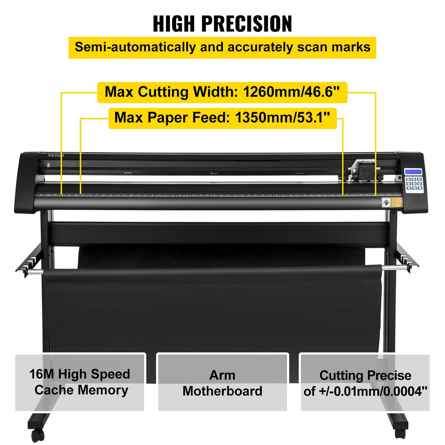 Vinylschneider, 1350 mm Vinylplotter, LED-Bildschirmplotterschneider, halbautomatisches integriertes optisches Auge, kompatibel mit SignCut-Software für Mac- und Windows-Systeme mit Ständer