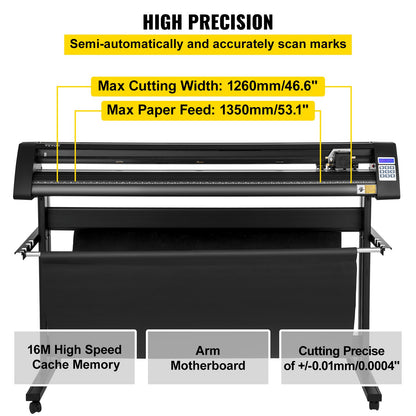 Vinylschneider, 1350 mm Vinylplotter, LED-Bildschirmplotterschneider, halbautomatisches integriertes optisches Auge, kompatibel mit SignCut-Software für Mac- und Windows-Systeme mit Ständer