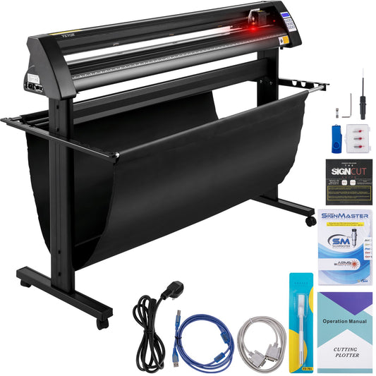 Vinyl cutter, 1350mm vinyl plotter, LED screen plotter cutter, semi-automatic built-in optical eye, compatible with SignCut software for Mac and Windows systems with stand