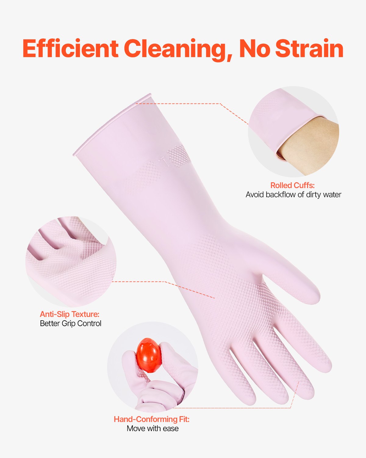 Reusable Dishwashing Gloves, 2 Pairs Colorful Reusable Household Kitchen Cleaning Gloves for Washing Dishes and Cleaning Tasks, Flexible Long-lasting and Non-Slip, Large, Pink + Purple