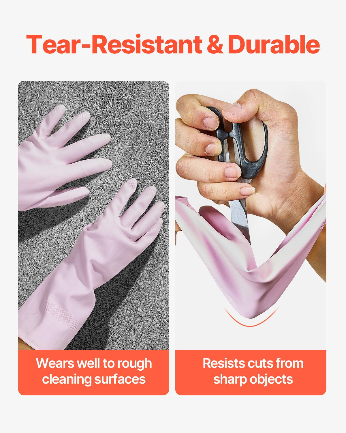 Reusable Dishwashing Gloves, 2 Pairs Colorful Reusable Household Kitchen Cleaning Gloves for Washing Dishes and Cleaning Tasks, Flexible Long-lasting and Non-Slip, Large, Pink + Purple