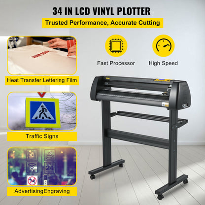 Vinyl Cutter Plotter Machine 34" Signmaster Software Sign Making Machine 870mm paper feed Vinyl Cutter Plotter with Stand (34" 870mm)