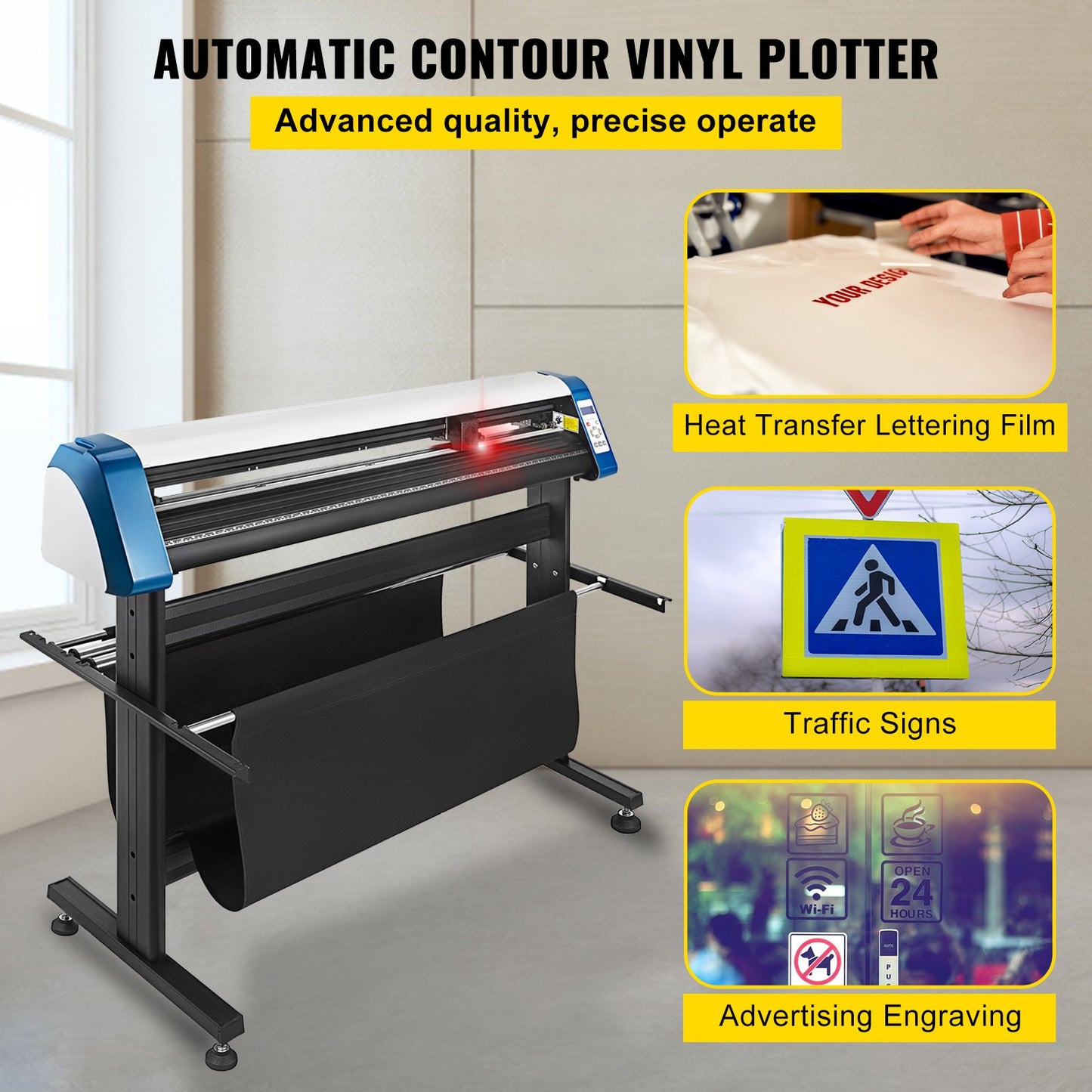 53-Inch Automatic Contour Vinyl Cutter Plotter Force & Speed Adjustable Sign Cutting With Floor Stand & Signmaster Software