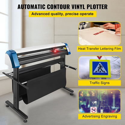 53-Inch Automatic Contour Vinyl Cutter Plotter Force & Speed Adjustable Sign Cutting With Floor Stand & Signmaster Software