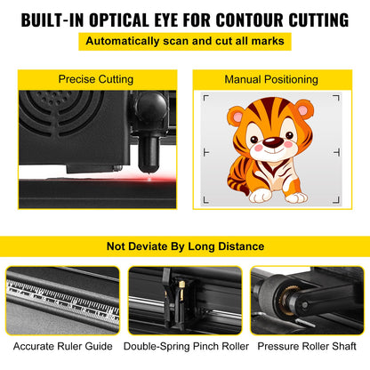 53-Inch Automatic Contour Vinyl Cutter Plotter Force & Speed Adjustable Sign Cutting With Floor Stand & Signmaster Software